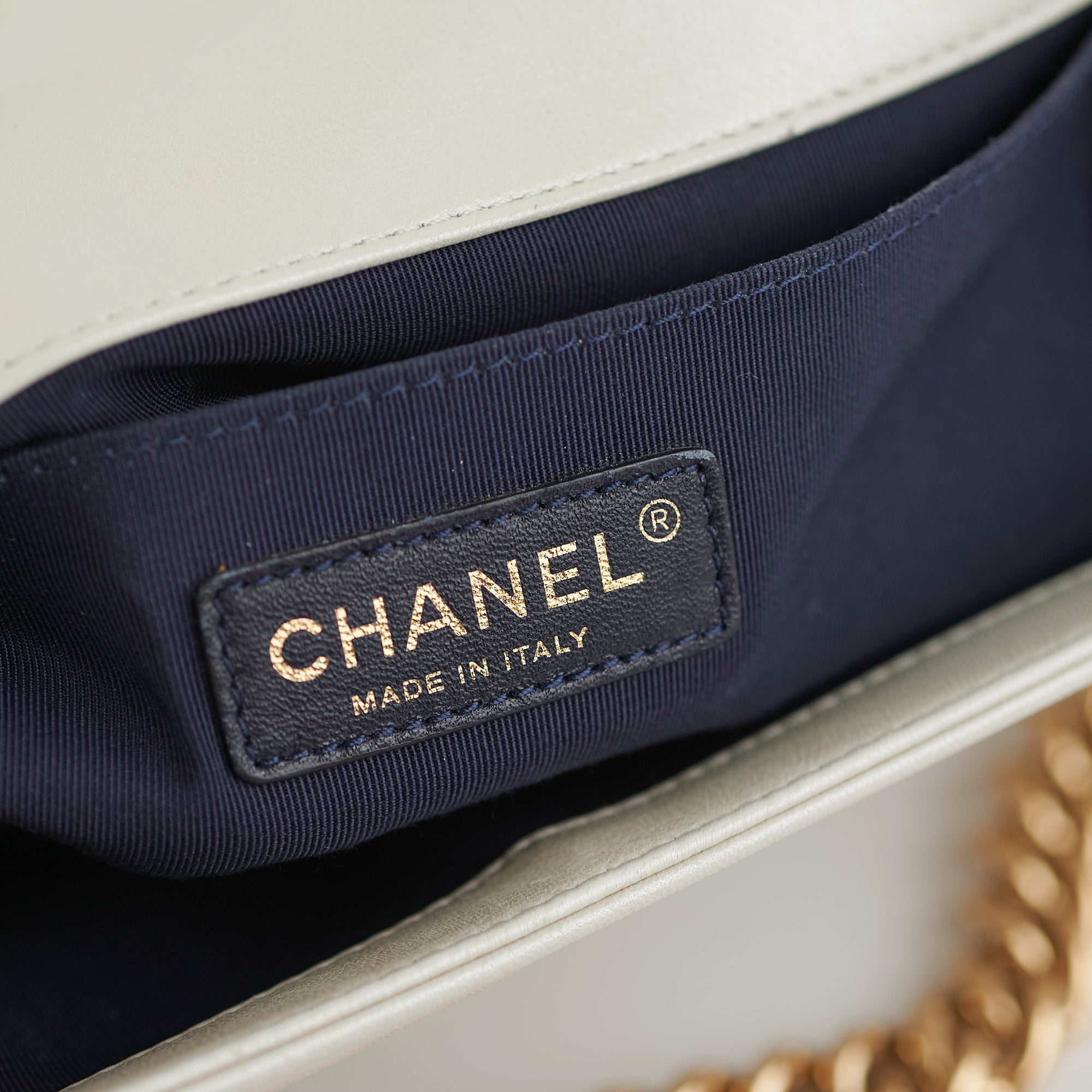Chanel Old Medium Cube Embossed Boy Bag in White - Luxury Crossbody Bag for Women, Perfect for Date Night & Special Occasions