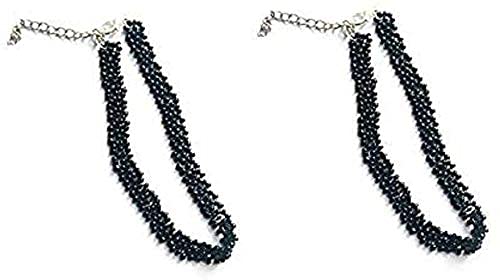 Stylish Oxidized Black Bead Silver Anklet Set for Women & Girls - Traditional Payal Foot Jewelry (2-Piece) | Perfect for Parties, Weddings & Boho Fashion
