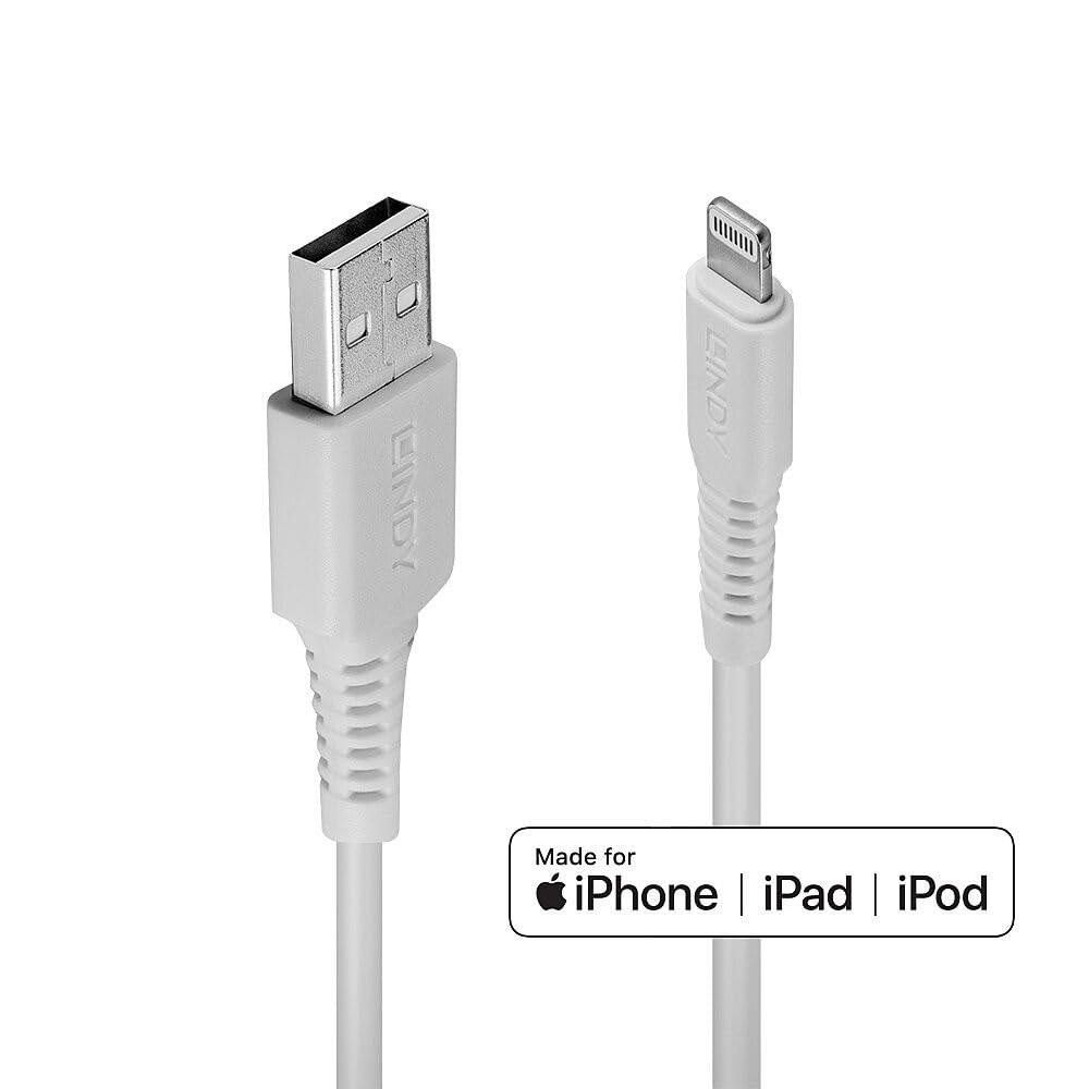 Premium 1m USB to Lightning Cable - Fast Charging & Sync for iPhone, iPad - Durable White Braided Cord for Home, Office & Travel