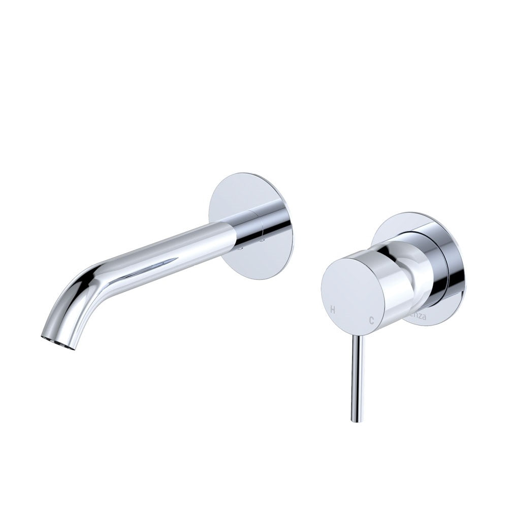 Fienza Kaya D228104 Chrome Basin and Bath Wall Mixer with 160mm Round Plate Dress Kit - Perfect for Modern Bathroom and Vanity Sink Faucet Installation