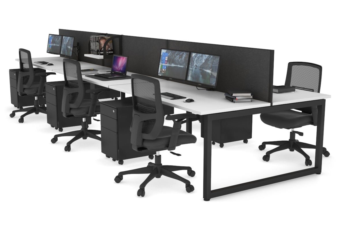Quadro Loop Legs 6-Person Office Workstation Desk [1600L x 700W] - Perfect for Collaborative Workspaces & Open Office Environments