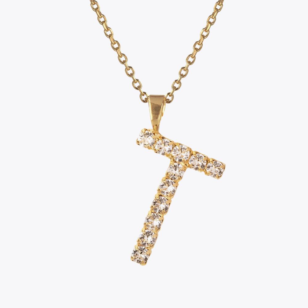 Crystal Letter T Necklace - Personalized Initial Pendant Jewelry for Women, Gift for Her, Birthday, Anniversary, Valentine's Day - Perfect for Everyday Wear & Special Occasions