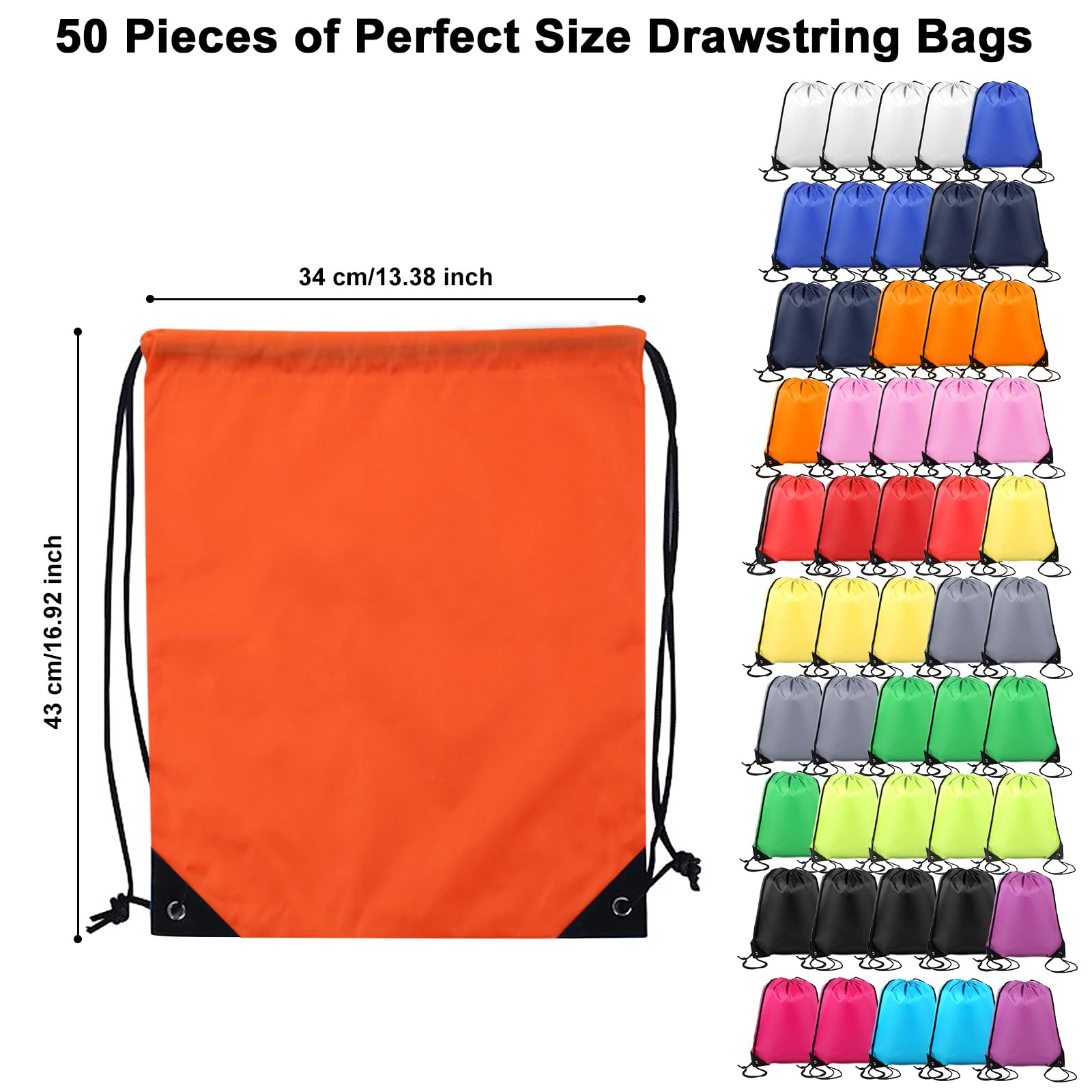Oziral Drawstring Backpack - Lightweight Nylon Cinch Sack for Women, Gym, Travel & Sports | Bulk Pack of Durable Drawstring Bags for School, Beach, Shopping & Everyday Use
