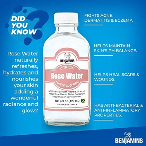 Benjamins Rose Water - 4oz | 100% Pure & Natural Facial Toner & Hydrating Mist | Perfect for Skincare Routine, Makeup Setting & On-the-Go Refreshment