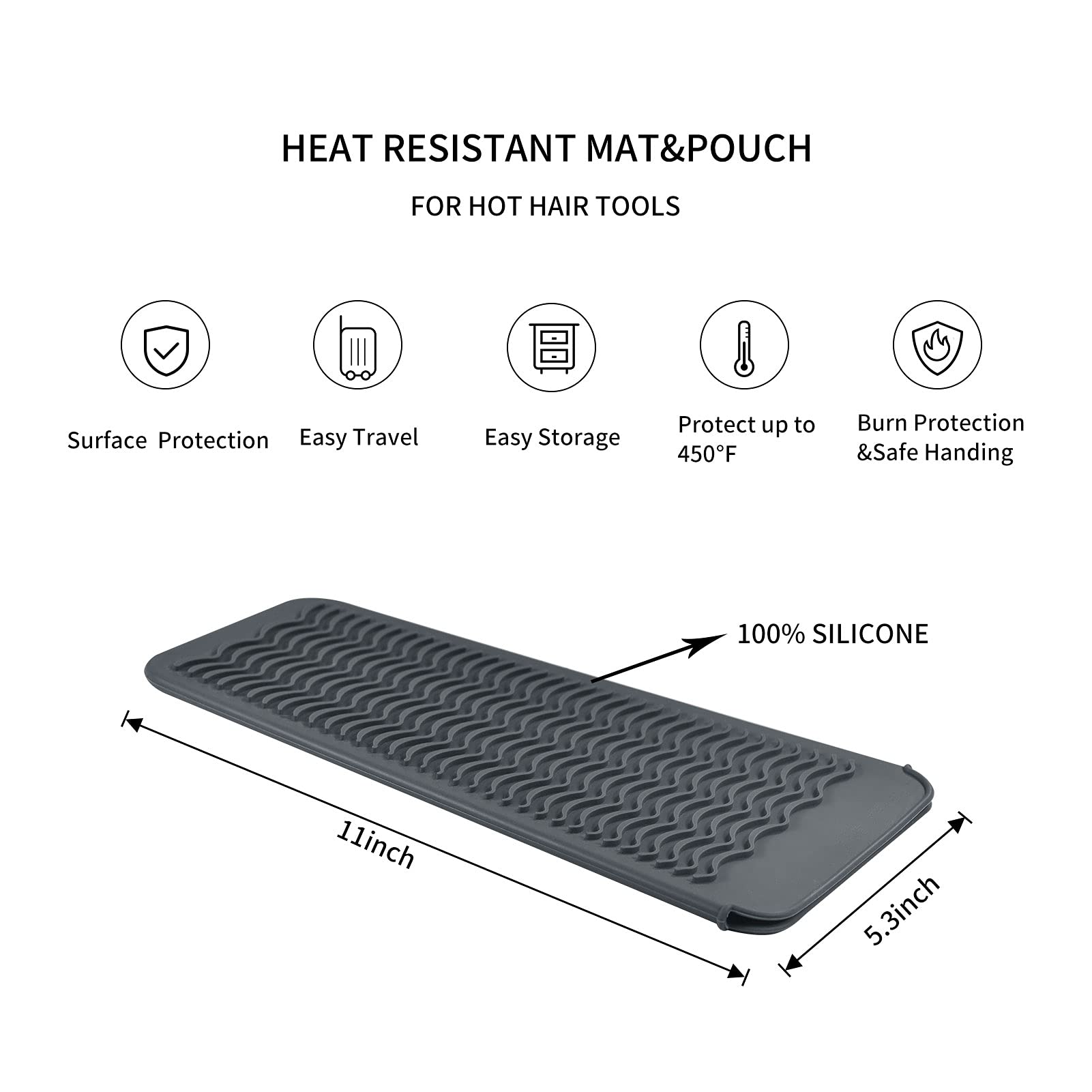 Heat Resistant Silicone Mat for Hair Straightener & Curling Iron - 11