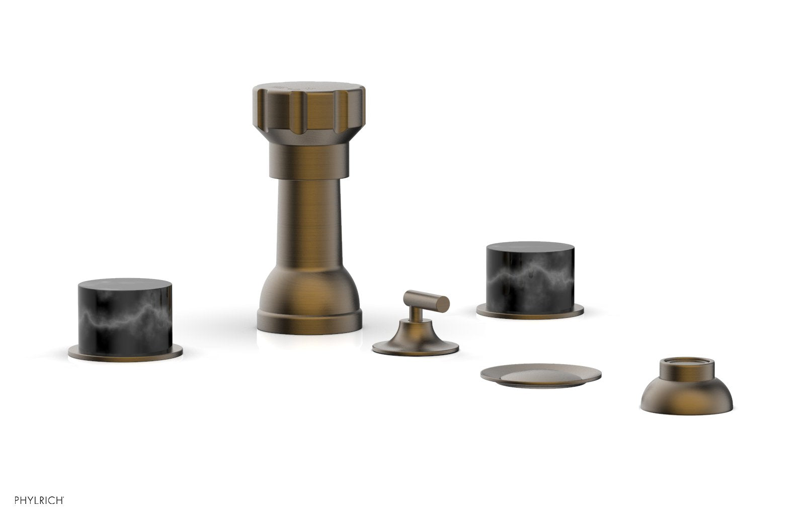 Premium BASIC II 4-Hole Bidet Faucet Set with Elegant Marble Handles - 230 62 Series for Modern Bathroom Upgrade | Perfect for Home, Hotel, and Spa Use