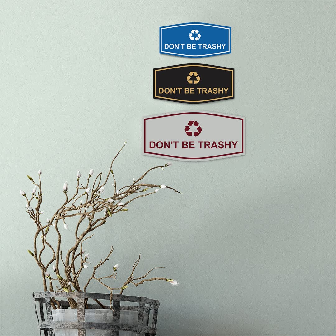 Eco-Friendly 'Don't Be Trashy' Wall Sign - Red Medium Size - Perfect for Home, Office, or Classroom Decor