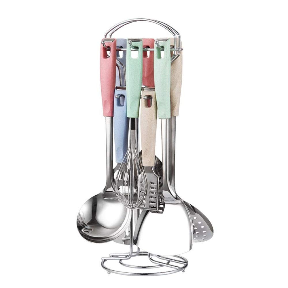 Premium 9-Piece Stainless Steel Kitchen Utensil Set with Stand - Includes Slotted Turner, Ladle, Skimmer, Serving Spoon, Pasta Server, Egg Whisk - Durable Cooking Tools for Baking, Frying, Serving & Everyday Kitchen Use
