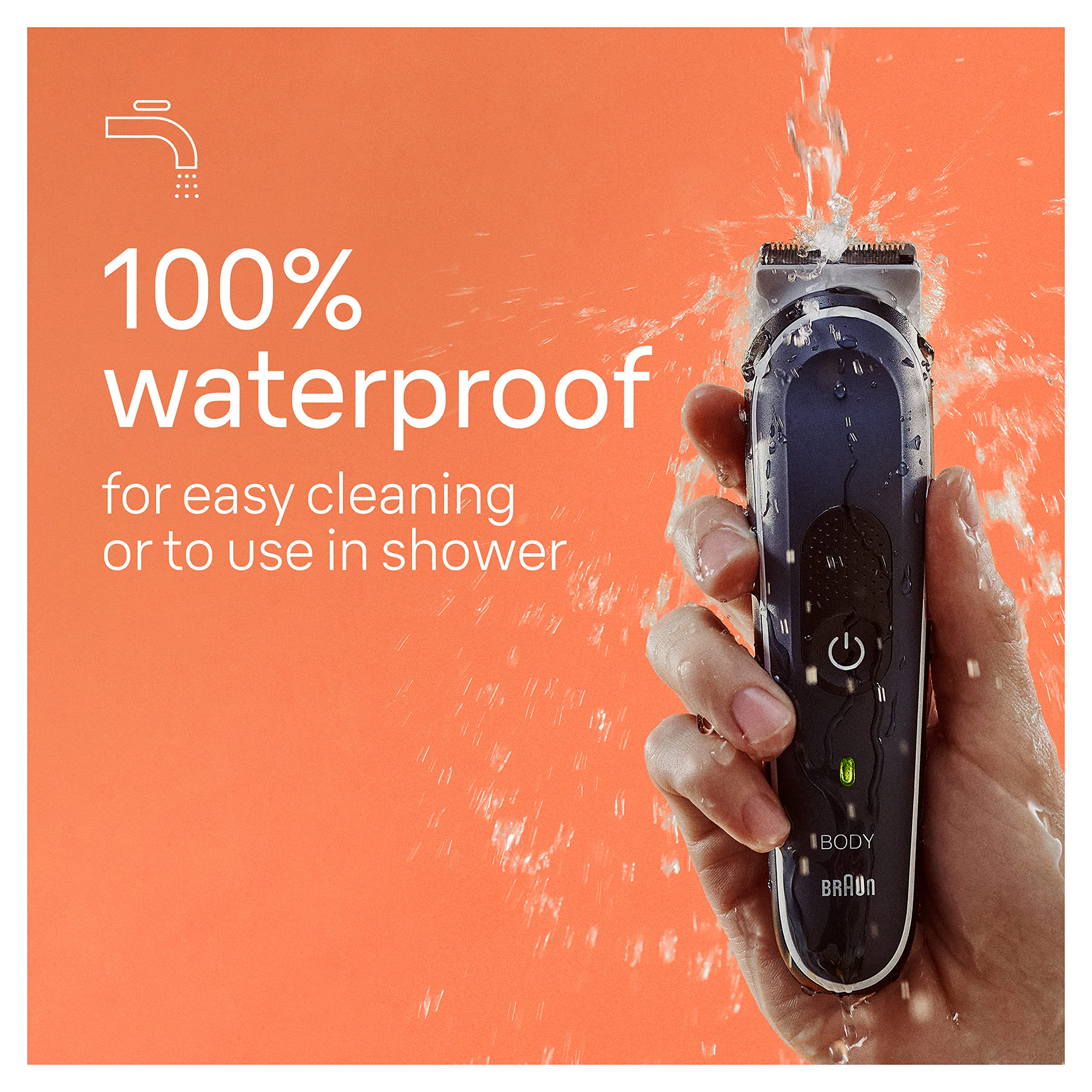 Braun Series 5 5360 Body Groomer for Men - Waterproof & Cordless Trimmer with SkinSafe Technology for Chest, Armpits, Groin - Includes Clean Shave Attachment, 100 Min Runtime - Perfect for Travel & Gym Use