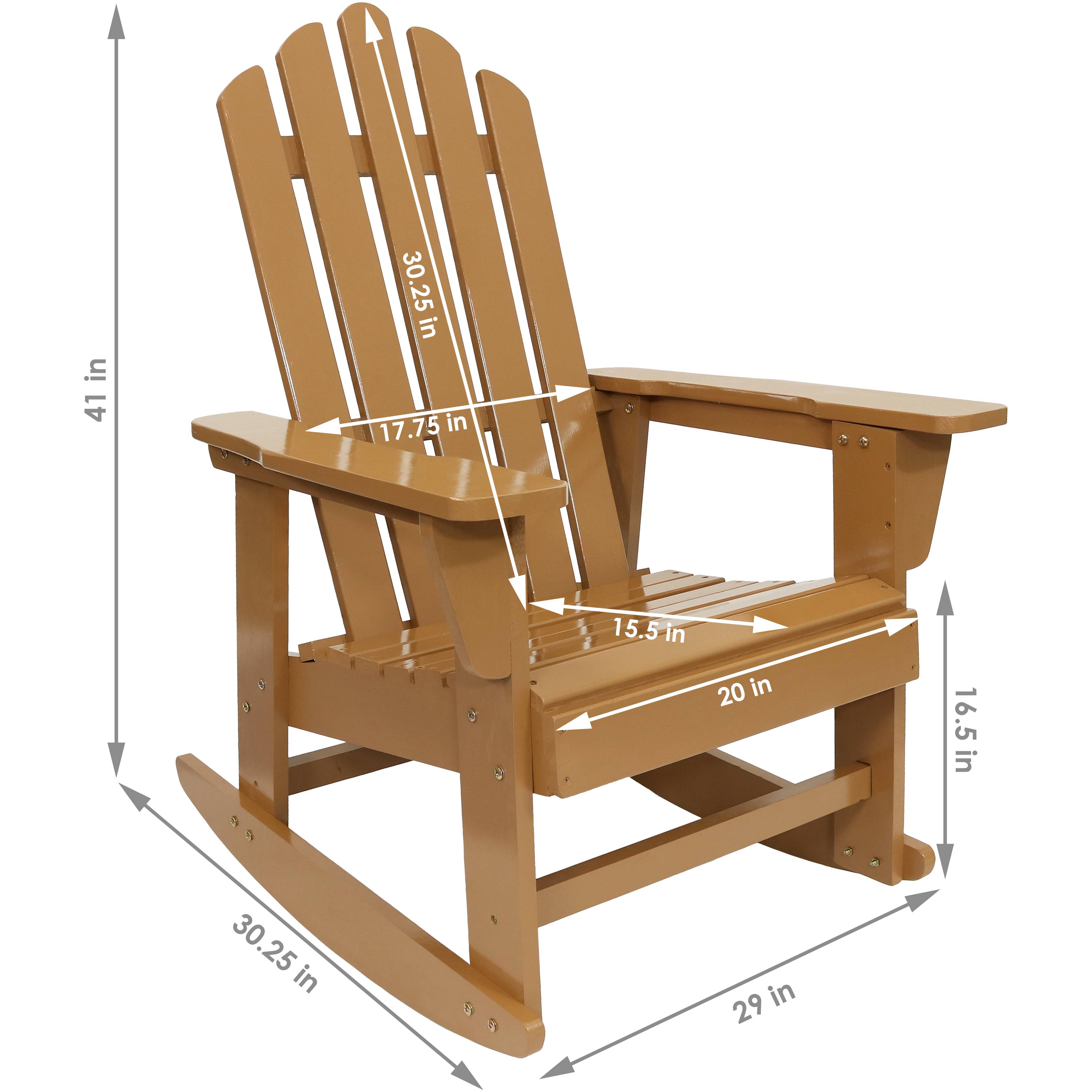 Premium Cedar Wood Adirondack Rocking Chair for Outdoor Patio, Garden & Porch - Comfortable Wooden Rocker with Weather-Resistant Finish - Perfect for Relaxing, Sunbathing & Backyard Decor