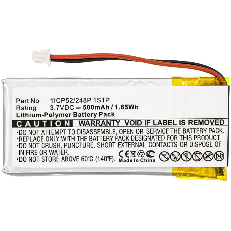 Synergy Digital Headset Battery - High Capacity 500mAh Li-Pol 3.7V Replacement for Sena 1ICP52/248P 1S1P Headset | Perfect for Motorcycle Communication & Long Rides