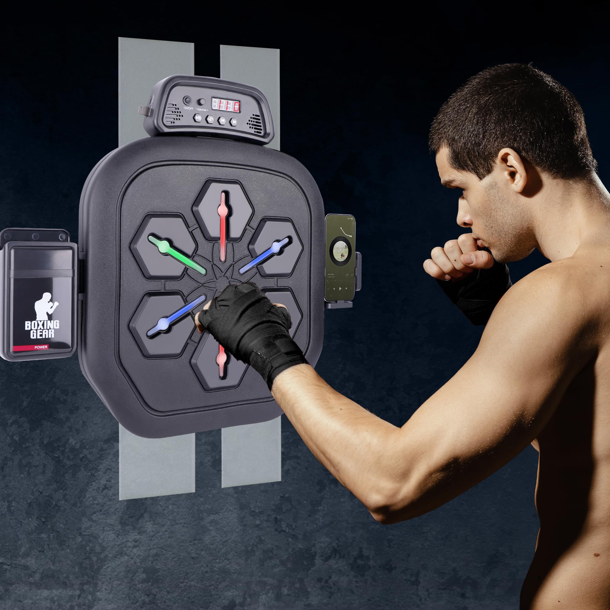 Smart Bluetooth Boxing Machine - Wall Mounted Punching Pad with Gloves for Adults & Kids | Electronic Indoor Training Equipment for Home Gym & Fitness Workouts