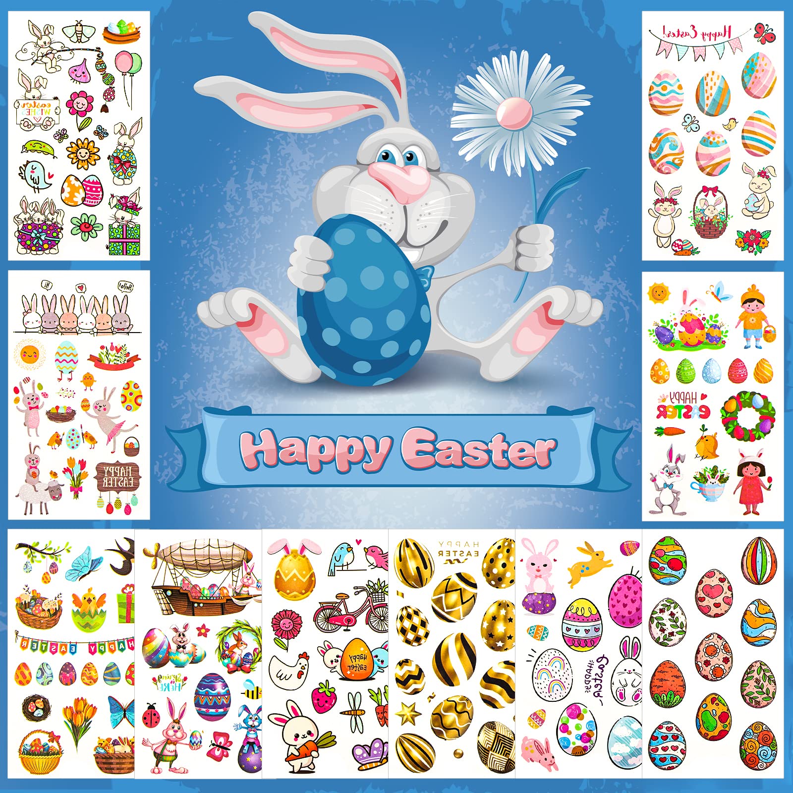 20 Sheets Easter Temporary Tattoos for Kids - Bunny & Chick Tattoo Stickers for Boys & Girls - Easter Party Favors, Treats & Goodie Bag Fillers - Perfect for Easter Egg Hunts, Classroom Rewards & Spring Celebrations
