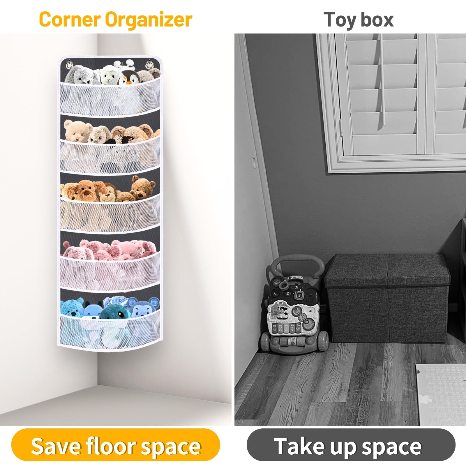 Ofiray 5-Tier Soft Corner Shelf - Safe Hanging Wall Organizer for Kids | Child-Friendly Storage for Toys, Stuffed Animals, Diapers & Sundries | Perfect for Pantry, Closet, Bedroom & Nursery Organization | Space-Saving Home Decor Solution