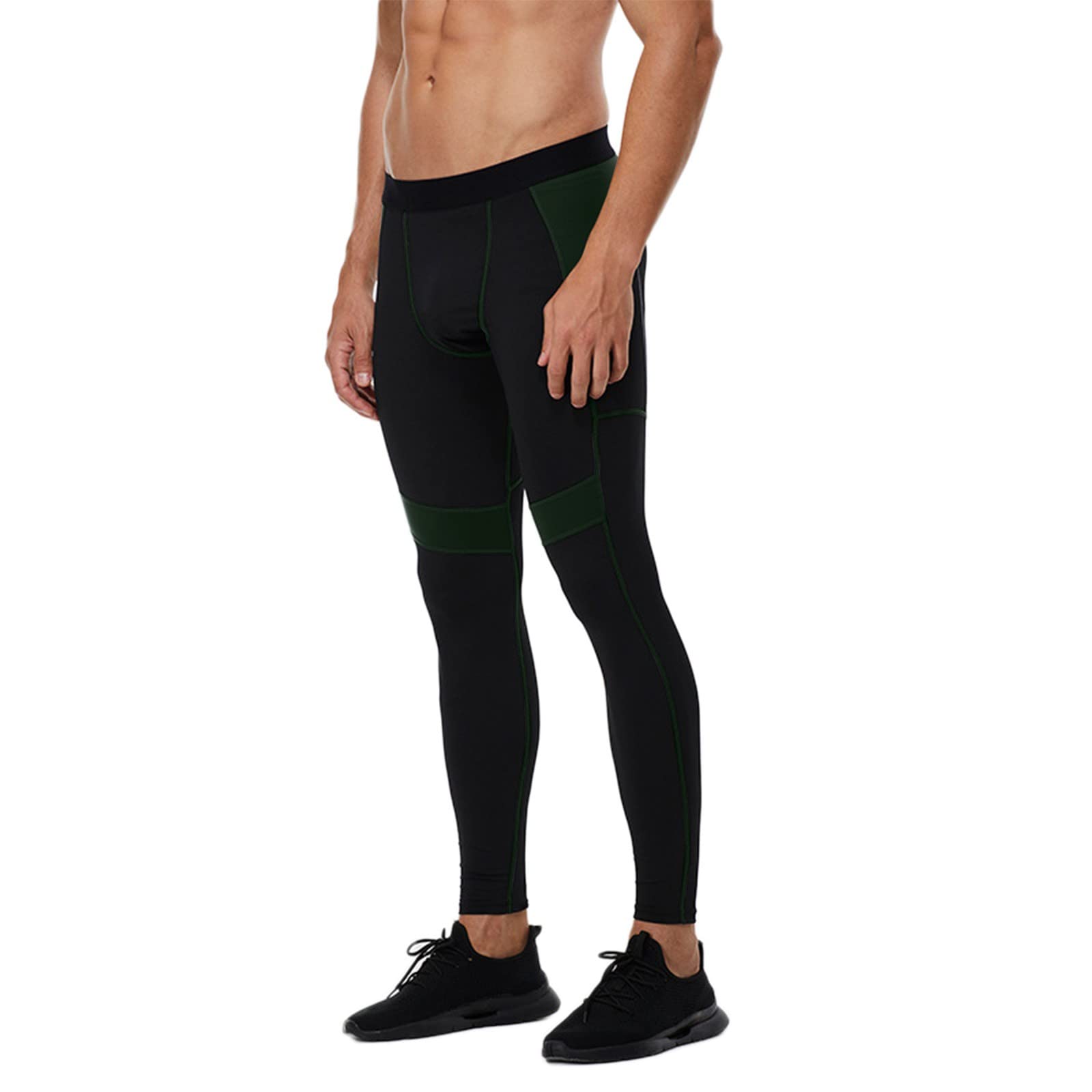 Men's Quick-Dry High Elasticity Sports Leggings with Pockets - Breathable Workout Tights for Running, Gym Training & Fitness Activities