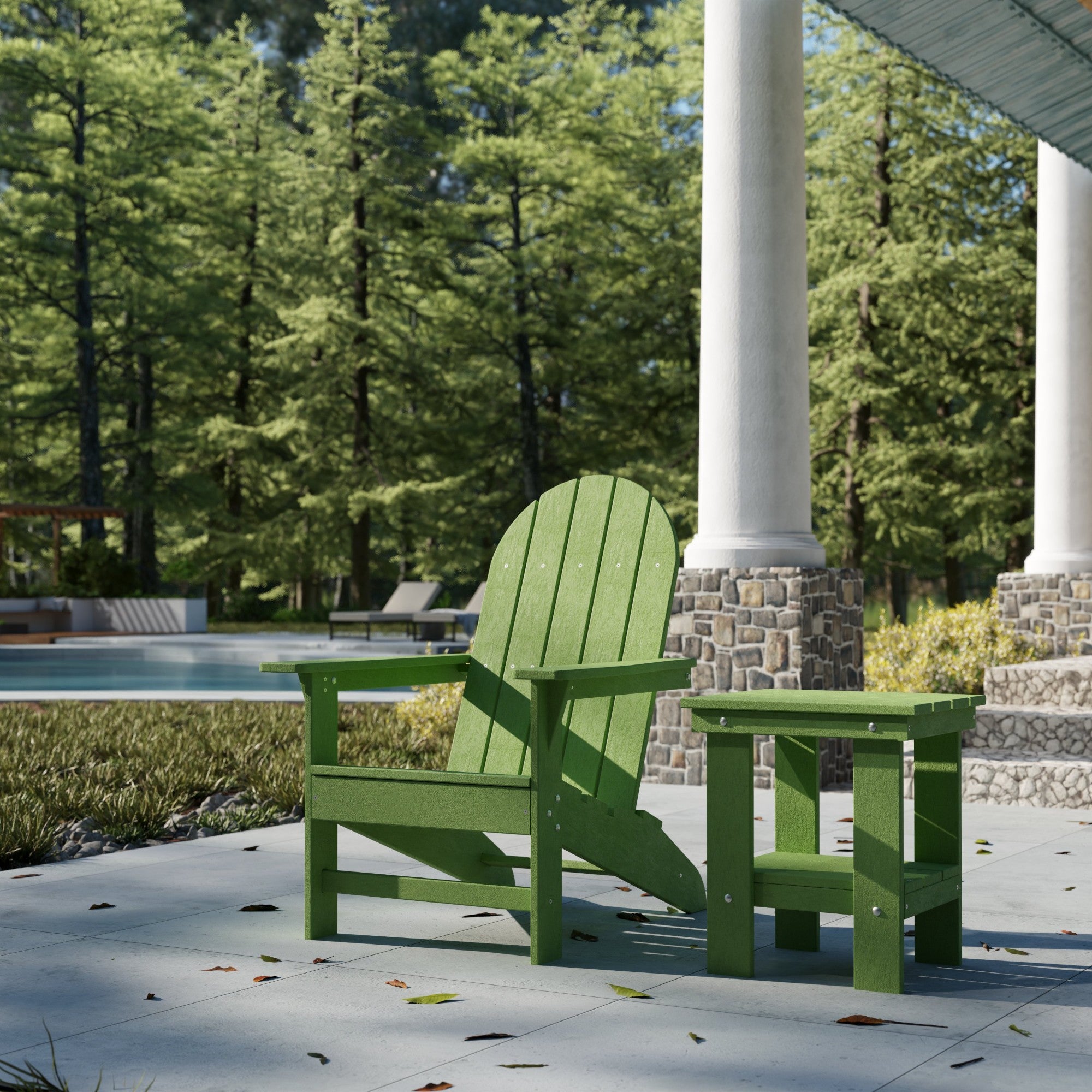 Freedom Modern Adirondack Chair & Side Table Set - Durable Outdoor Patio Furniture for Garden, Poolside, Deck, and Backyard Relaxation