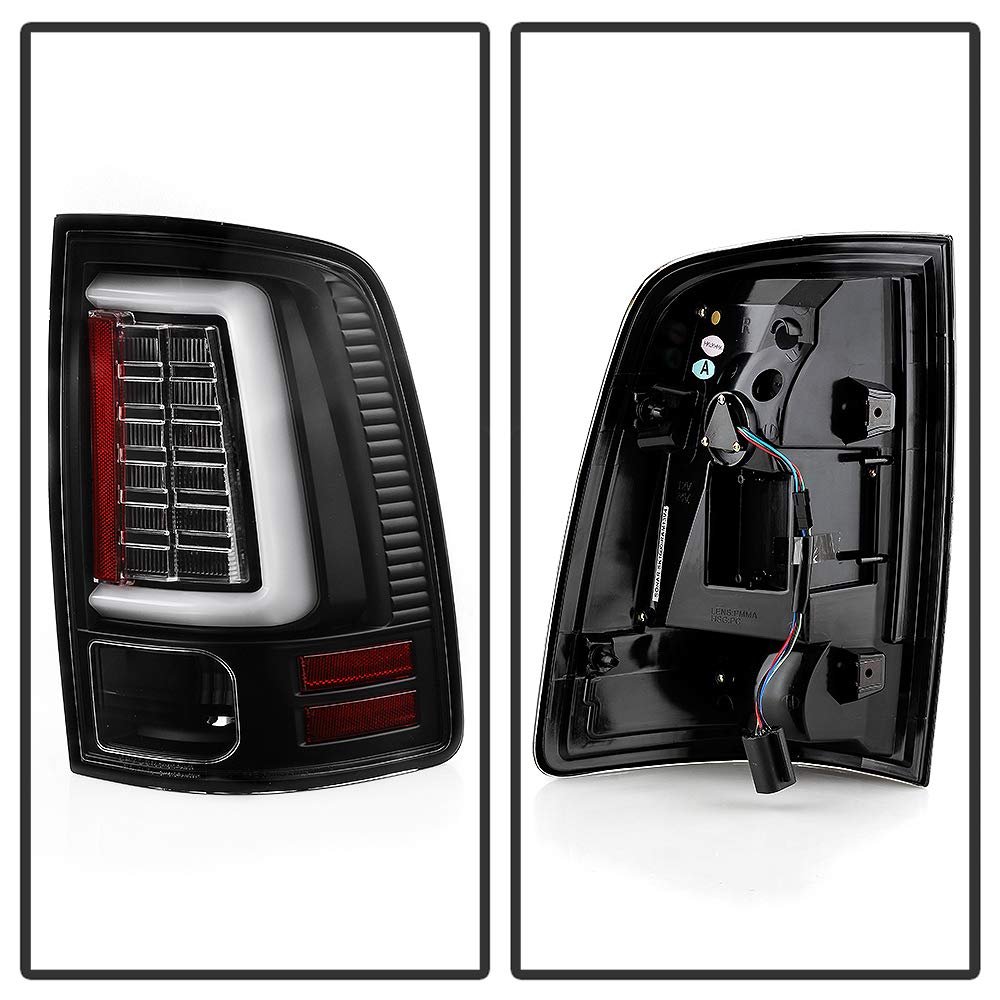 ACANII LED Tube Tail Lights Lamps Assembly for 2013-2018 Dodge Ram 1500 2500 3500 - Black Edition (Driver & Passenger Side) - Enhanced Visibility & Style for Night Driving & Off-Road Adventures