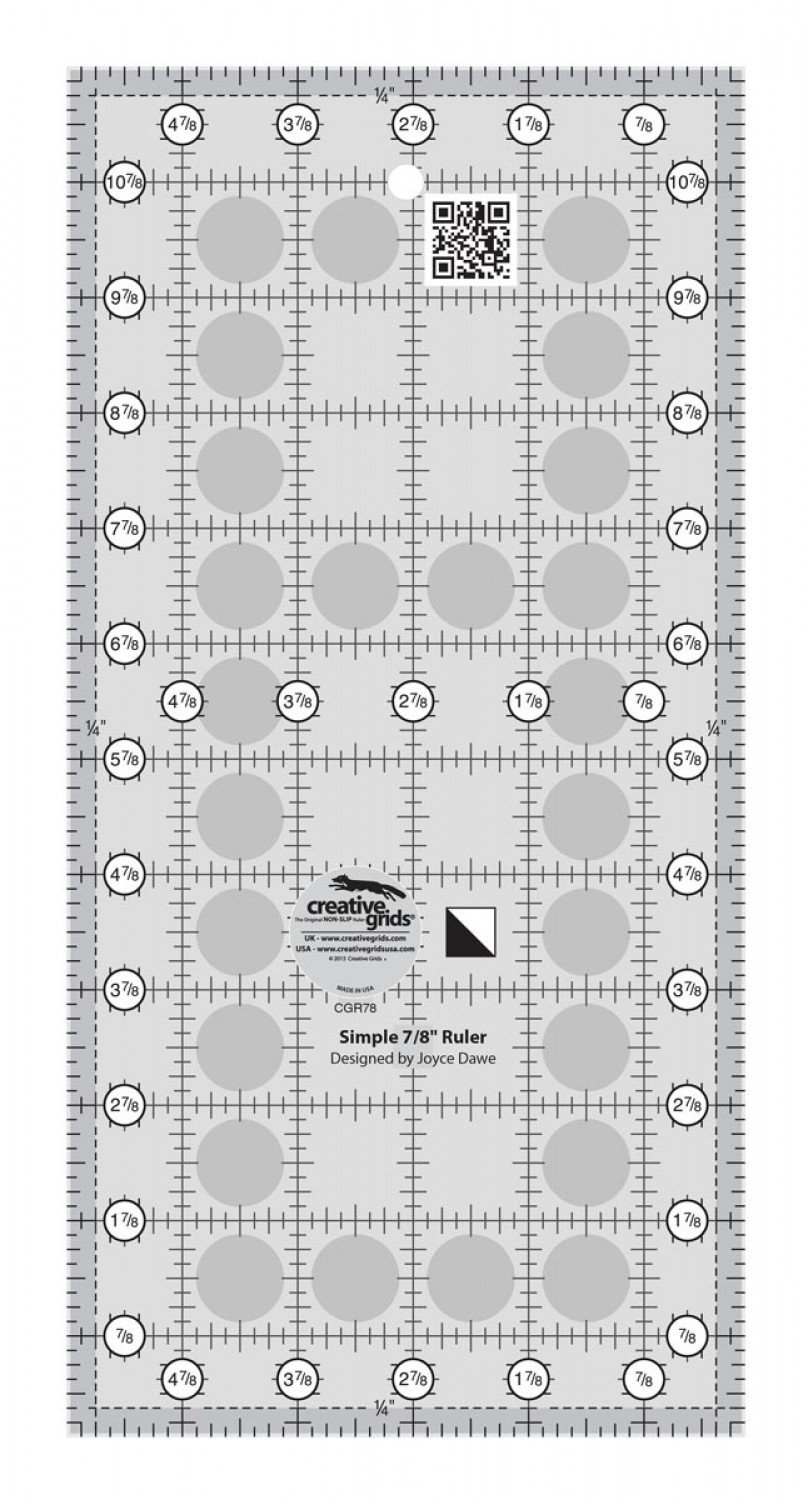 Creative Grids Simple 7/8 Triangle Maker Quilt Ruler - CGR78 - Precision Quilting Tool for Patchwork, Sewing & DIY Craft Projects - Perfect for Quilters and Fabric Artists
