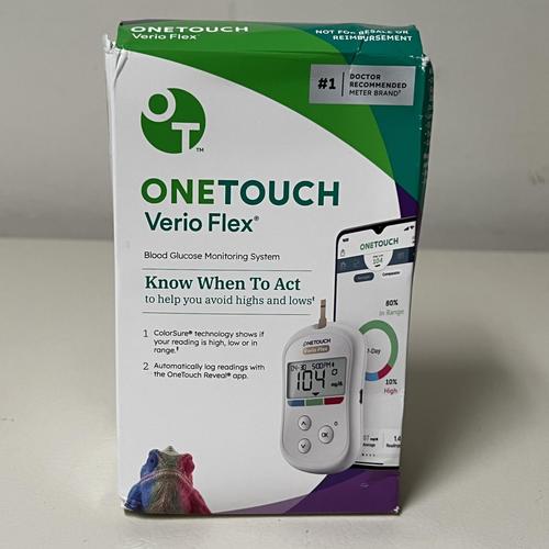 OneTouch Verio Flex Blood Glucose Monitor Kit - Accurate Diabetes Testing System for Home Use | Easy-to-Use Glucose Meter with Strips & Lancets | Perfect for Daily Diabetes Management & Health Tracking