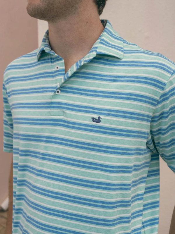 Southern Marsh Havana Mint & Blue Performance Polo Shirt for Men - Moisture-Wicking, Breathable Golf & Casual Wear