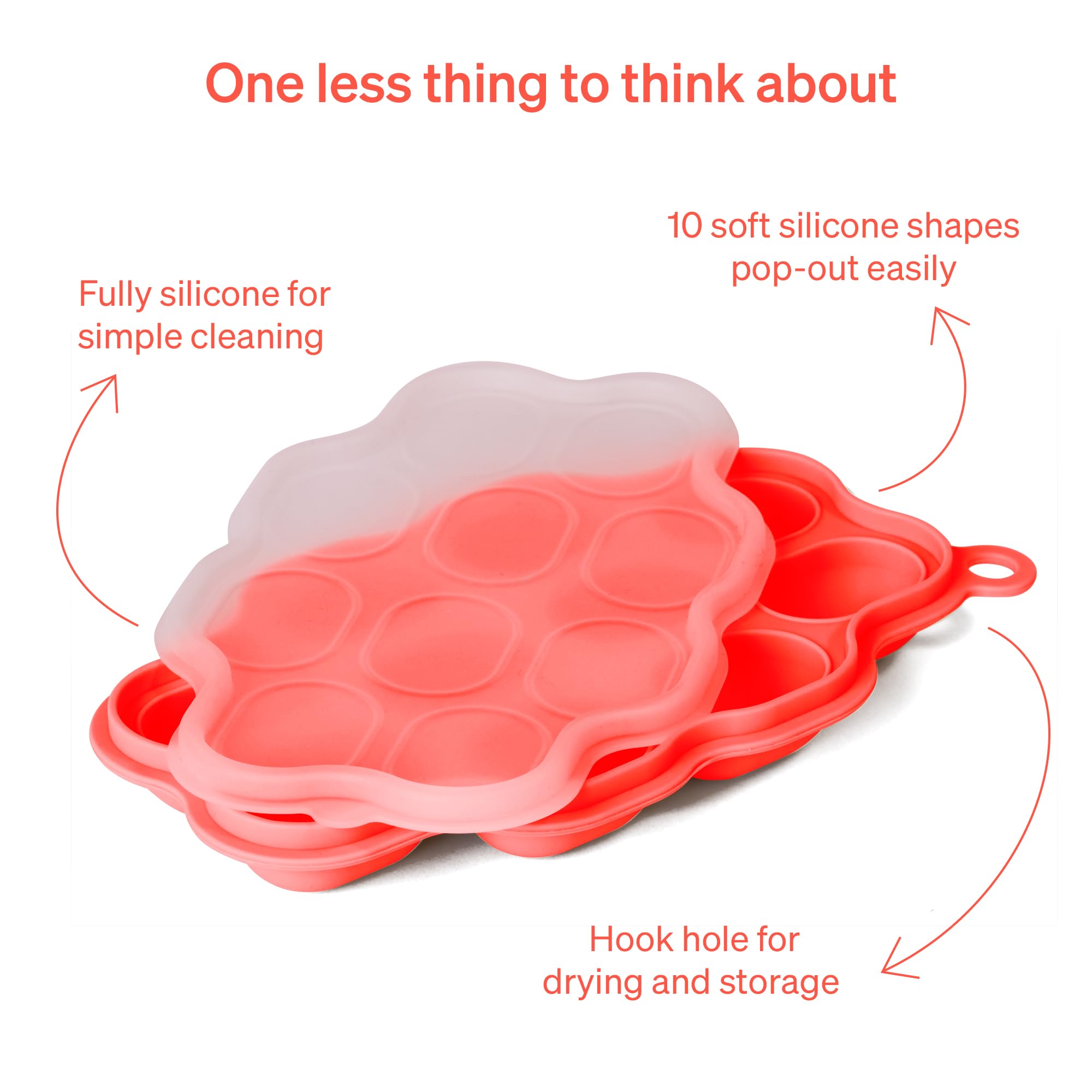 LoveNoobs™ 2-Pack Silicone Baby Food Freezer Tray - 10 Cup Popsicle Mold & Feeder for Homemade Baby Food, Breastmilk Storage - BPA-Free, Dishwasher Safe - Perfect for Baby-Led Weaning & Healthy Snacks (Red)