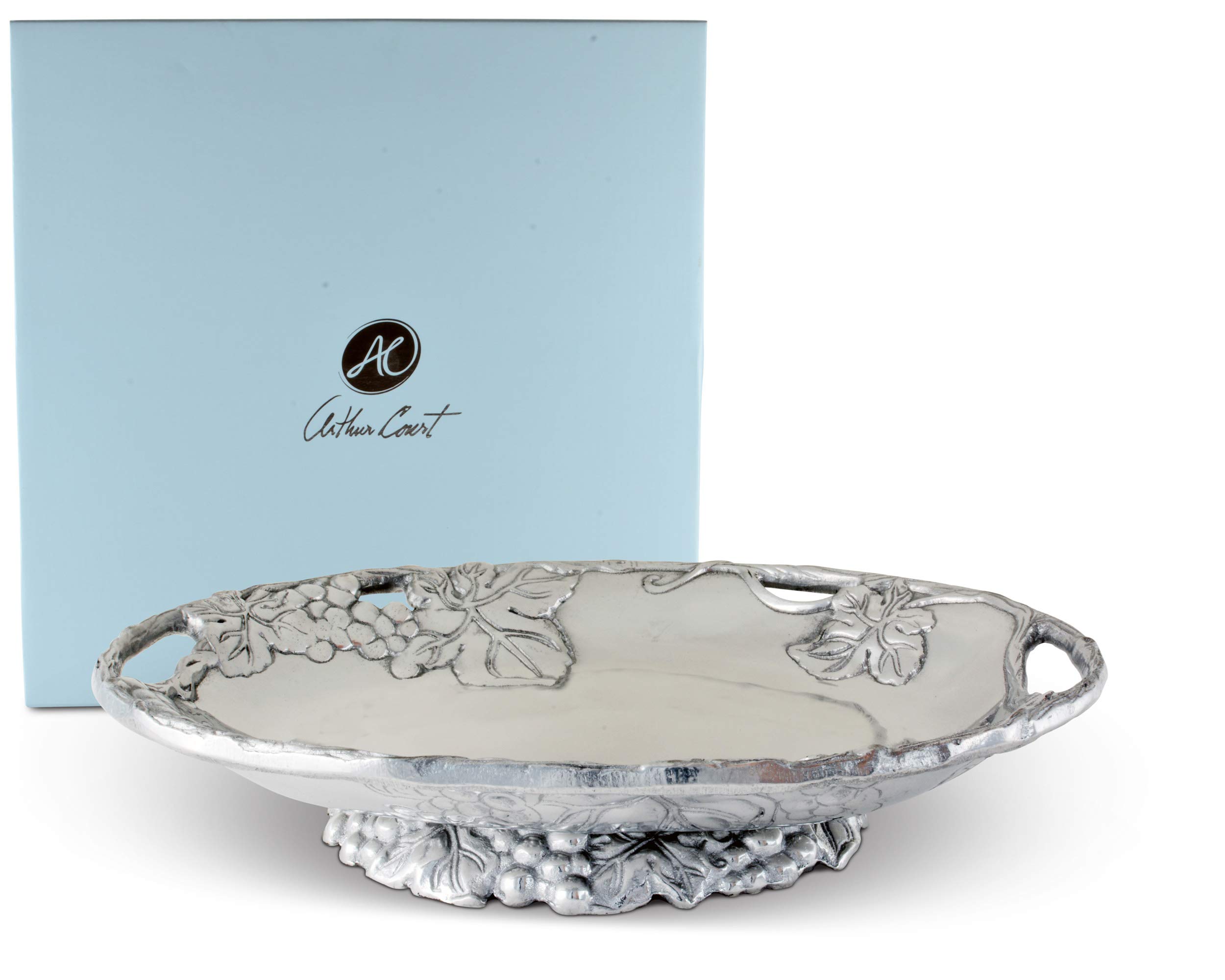 Arthur Court Designs 11-inch Aluminum Grape Footed Side Dish Server - Elegant Serving Platter for Dinner Parties, Holiday Entertaining & Buffet Style Dining