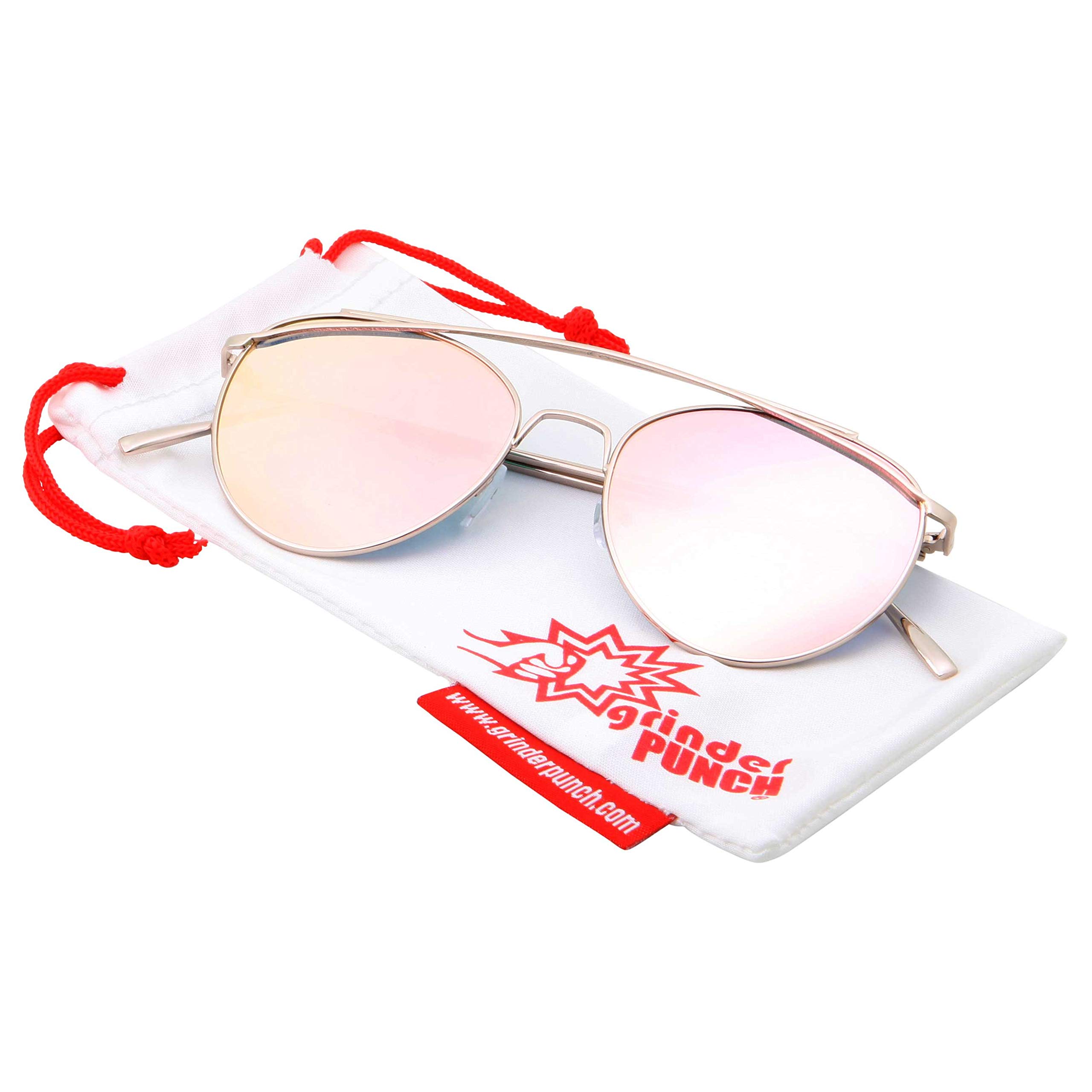 PUNCH Slim Round Flash Mirror Metal Sunglasses - Polarized UV Protection for Men & Women - Perfect for Driving, Beach, and Outdoor Activities