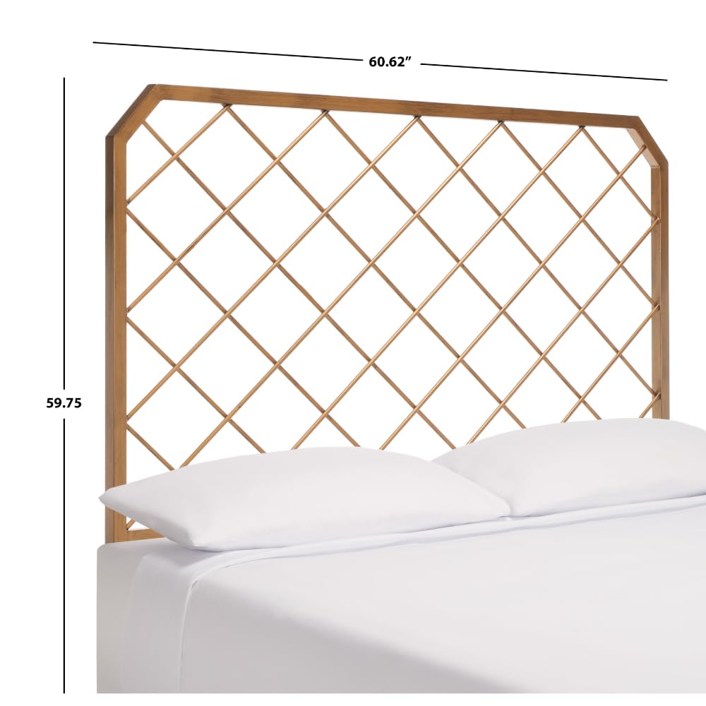 Safavieh Stitch Upholstered Queen Size Headboard in Antique Gold - Elegant Bedroom Decor for Master & Guest Rooms