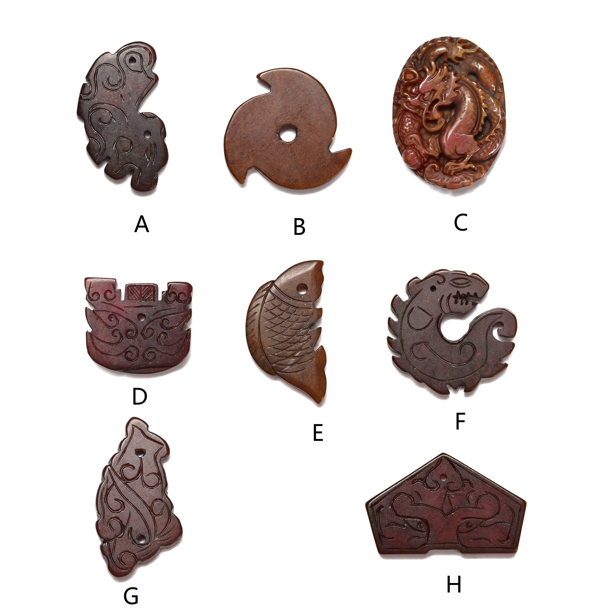 Exquisite Brown Jade Hand-Carved Pendant Necklace - 8 Unique Designs - Natural Stone Jewelry Gift for Women - Perfect for Meditation, Spiritual Healing & Fashion Accessories