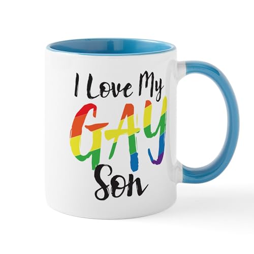 White/Blue Inside - I Love My Gay Son Mug