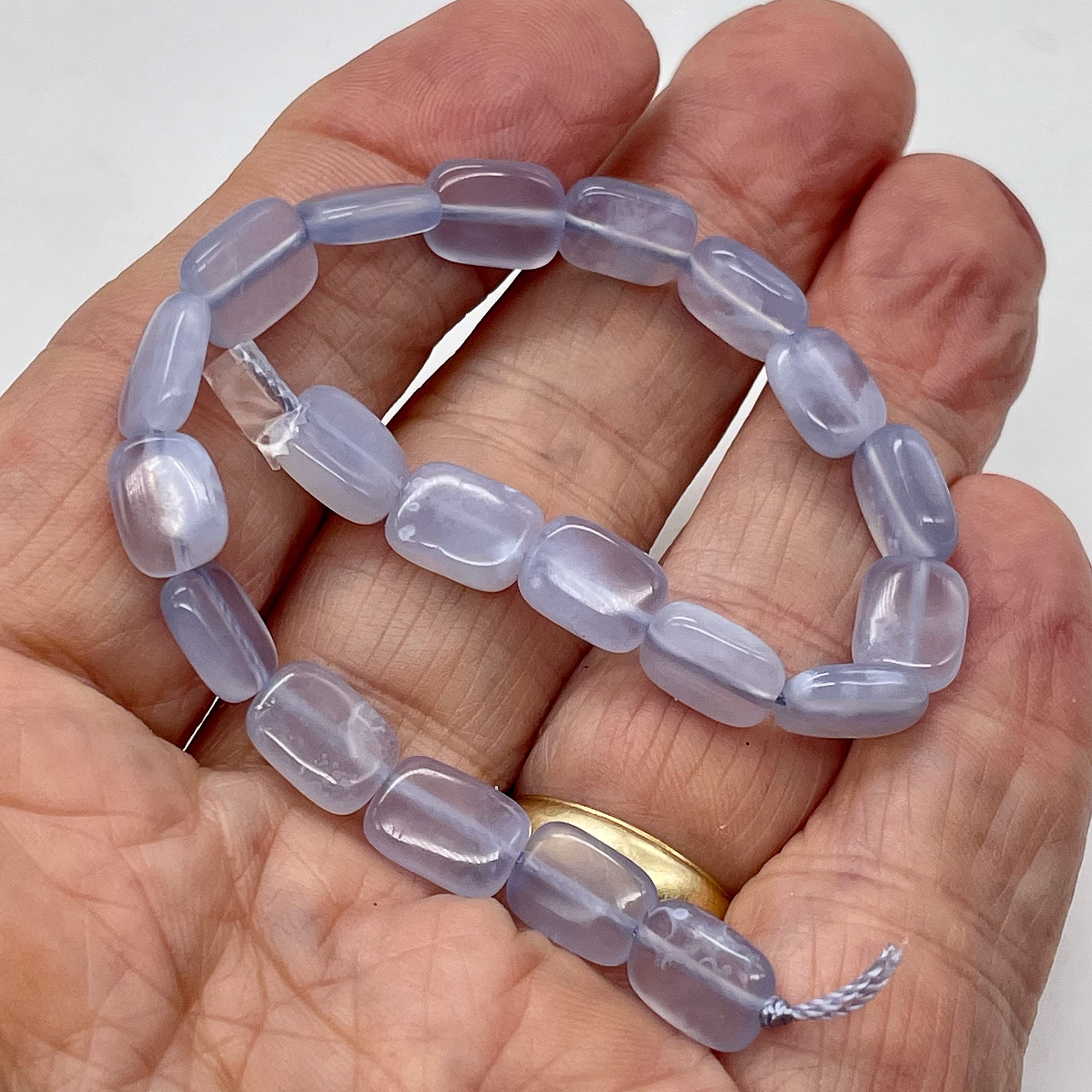 6 Blue Chalcedony Agate Rectangle Beads 9573 for DIY Jewelry Making - Perfect for Necklaces, Bracelets & Earrings