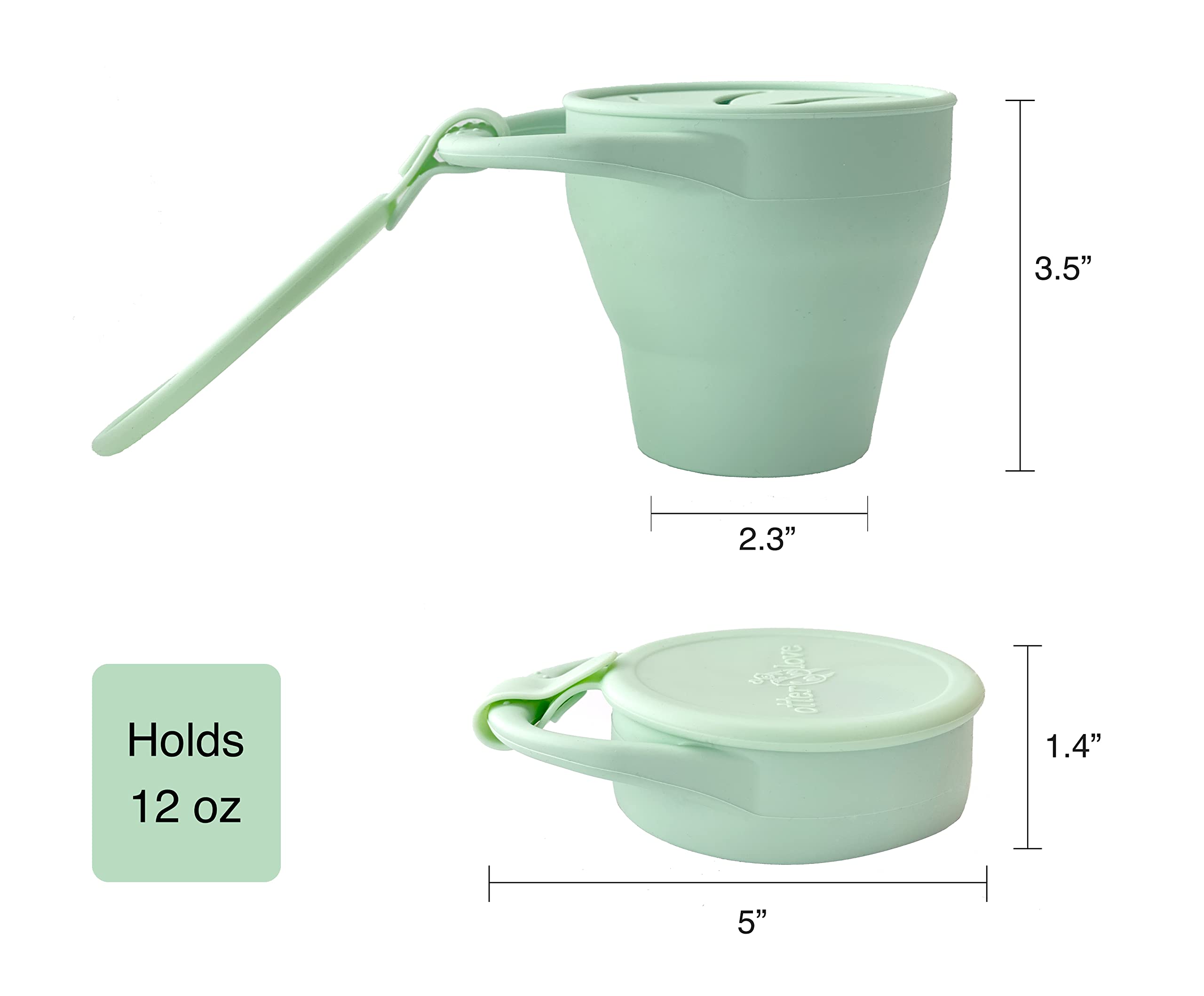 OtterLove Collapsible Silicone Snack Container with Attachable Lid - 100% Pure LFGB Platinum Silicone, BPA-Free, No Fillers | Reusable Food Storage for Kids & Adults | Perfect for School Lunches, Travel, Hiking & On-the-Go Snacks (2 Pack - Sage & Sand)
