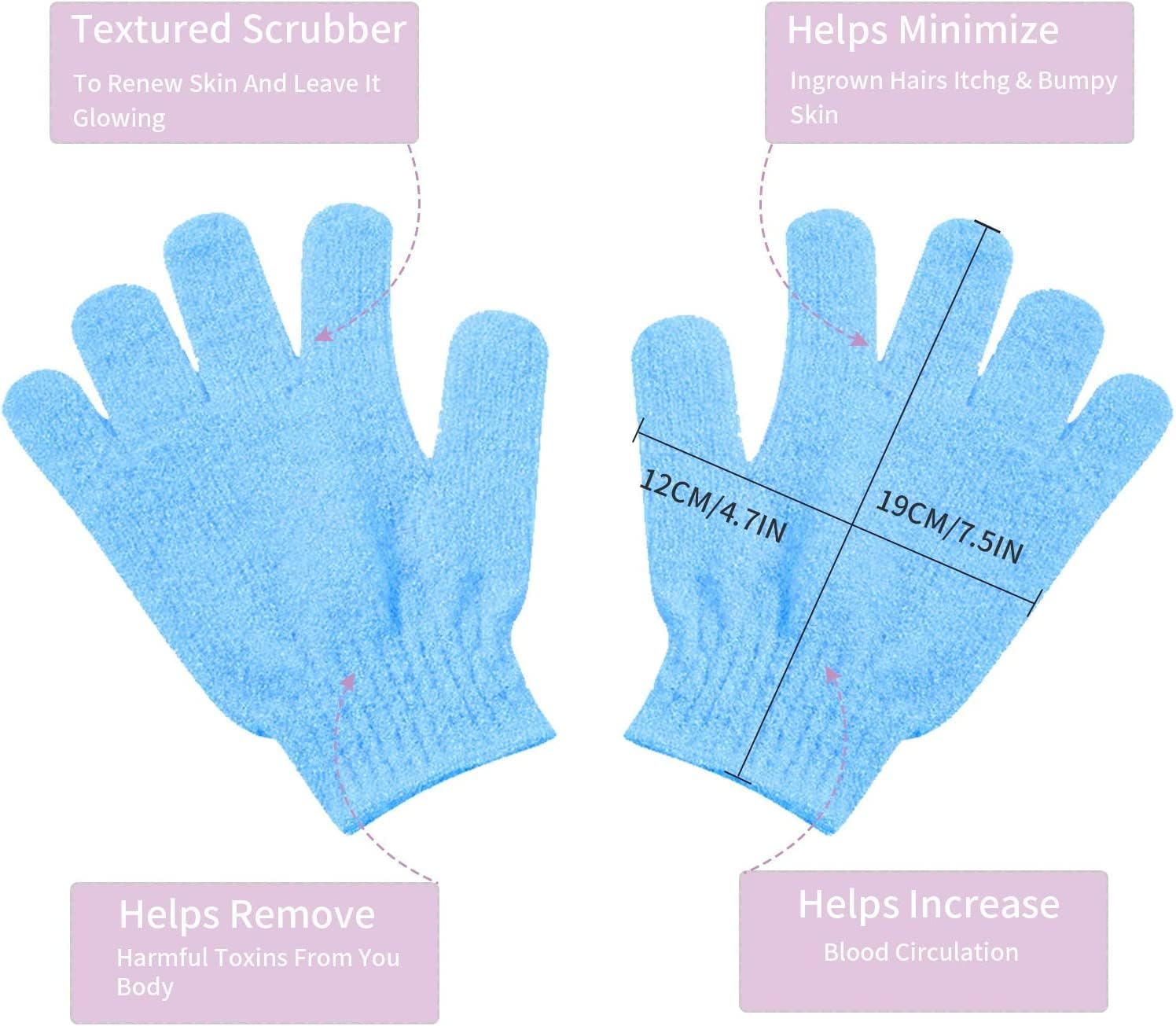 VOIISH Set of 2 Exfoliating Hand Gloves - Premium Body Scrubber for Shower & Bath, Dead Skin Remover, Spa Loofah Gloves for Deep Cleansing & Smooth Skin - Perfect for Home Spa, Self Care & Gift Giving