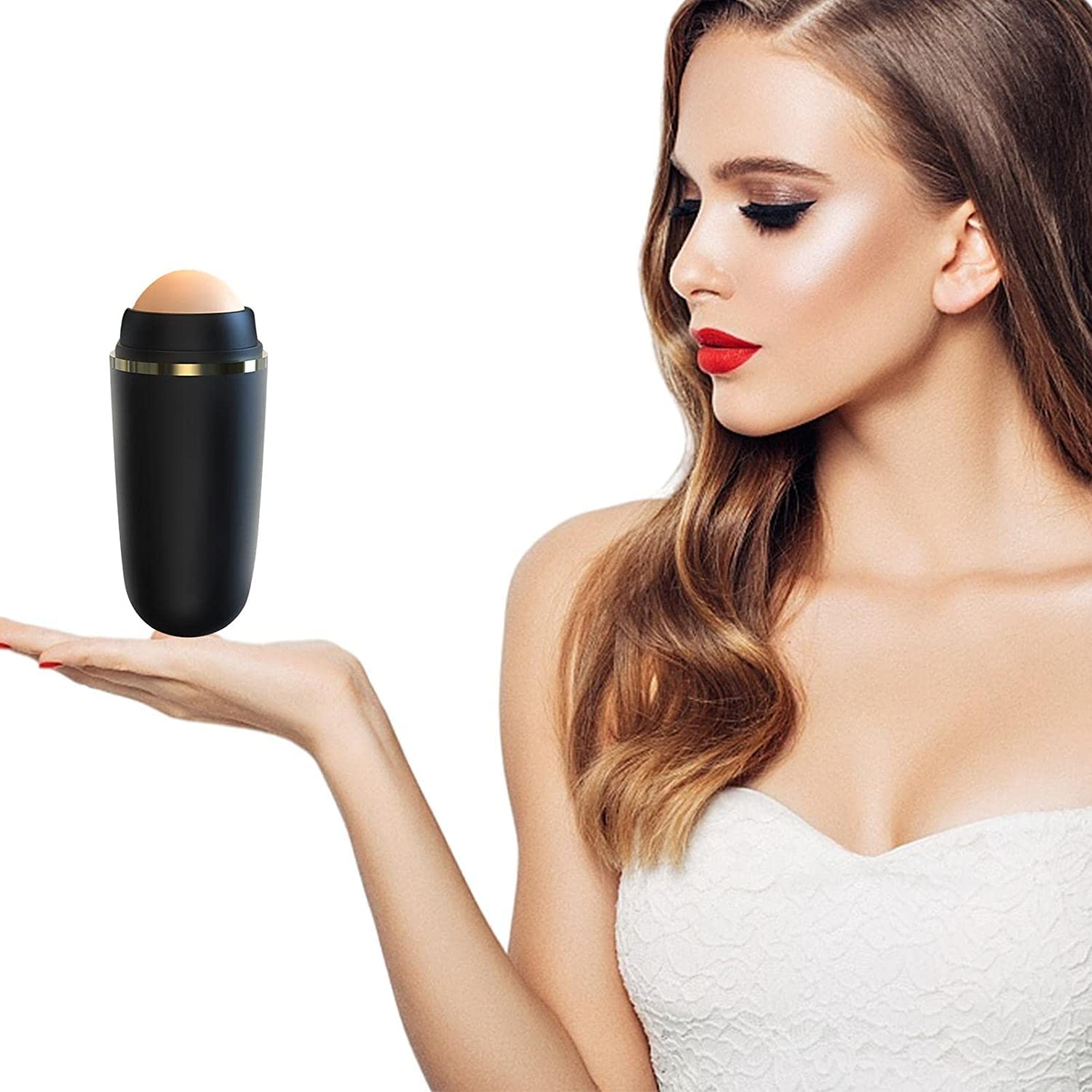Absant Volcanic Oil Absorbing Roller - Black Facial Oil Control Stick for Oily Skin | Portable Massage Roller Tool for Face Care | Perfect for Travel, Gym & Daily Skincare Routine