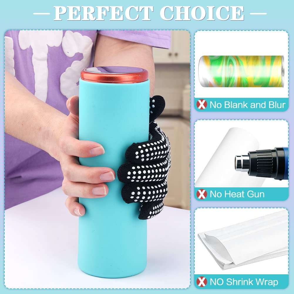 Heat Resistant Sublimation Tumblers Silicone Wraps Kit - 20 oz Skinny Straight Cup Wraps with Oven Safe Gloves & Transfer Tapes - DIY Custom Tumbler Design for Gifts, Promotions & Home Use