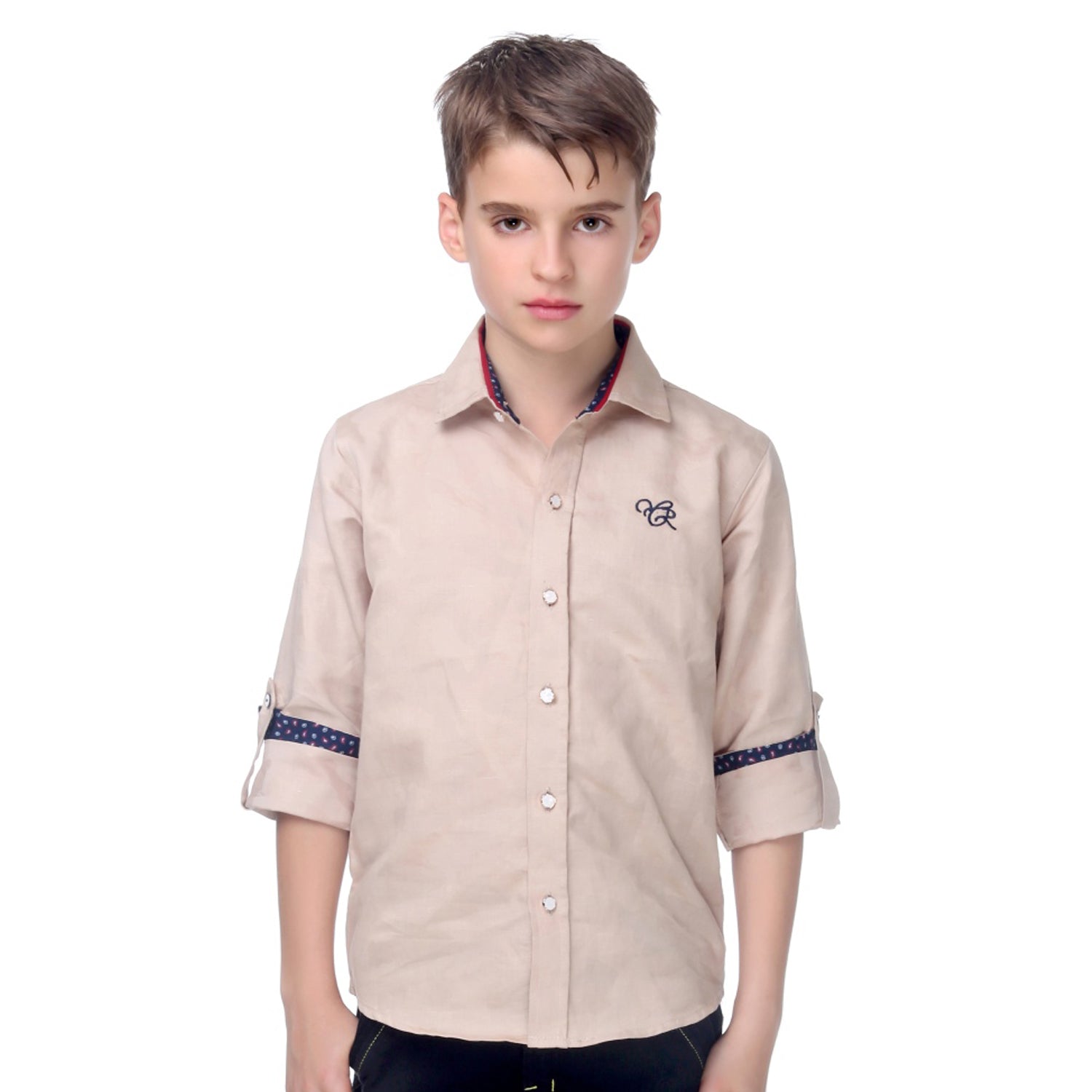 Vintage Beige Cotton Shirt for Men - Self Design Casual Button Up Shirt - Perfect for Everyday Wear, Office & Date Nights