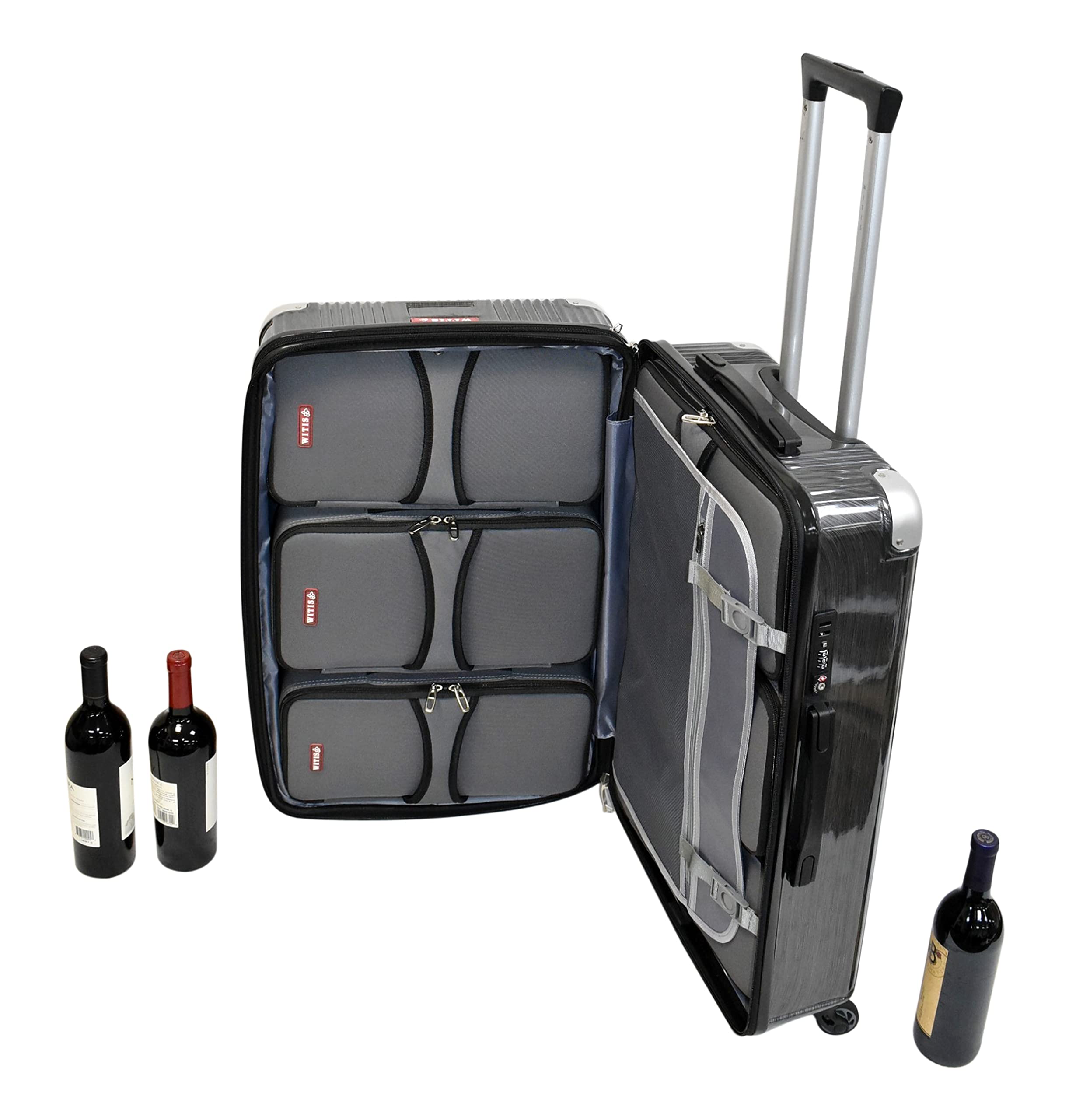 UNBREAKABLE Wine Bottle Travel Case - WITIS 12-Bottle Wine Carrier Luggage for Airplane & Road Trips (Grey) | Perfect for Vacation, Camping & Gifts