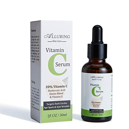 Best Vitamin C Facial Serum with Hyaluronic Acid & Vitamin E - Brightening Anti-Aging Treatment for Acne, Wrinkles, Dark Spots & Hyperpigmentation - Perfect for Daily Skincare Routine & Dark Circle Reduction