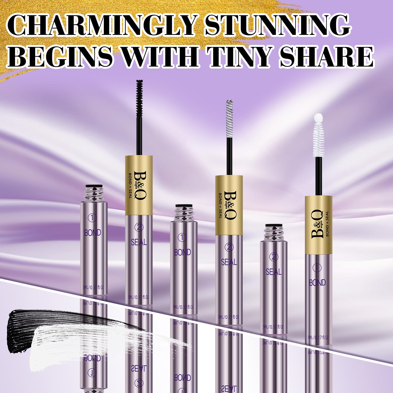 Waterproof 10ML Cluster Lash Glue - Strong Hold 2-in-1 Lash Bond & Seal for Eyelash Extensions | Long Lasting Black Eyelash Adhesive with Mascara Wand | Perfect for Professional Salon Use or DIY Home Lash Application