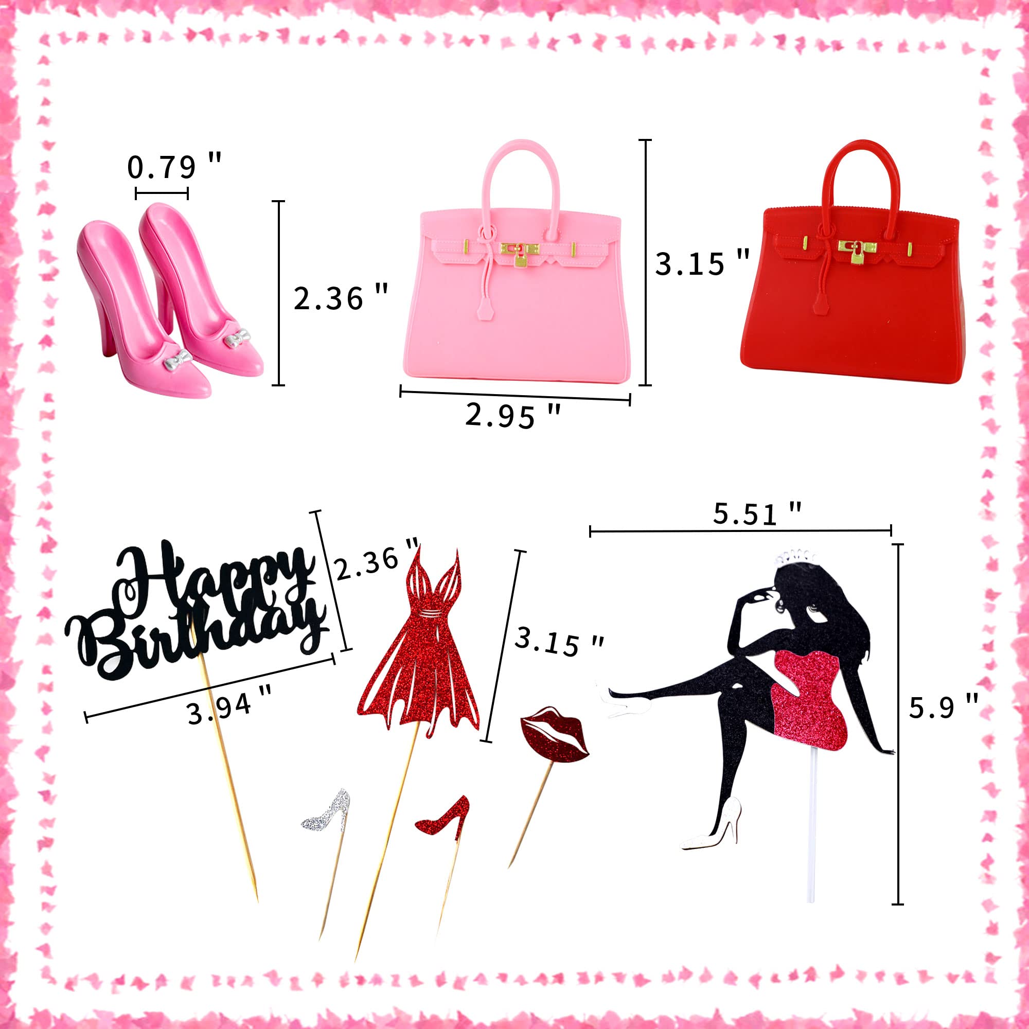 JeVenis Elegant High Heel Cake Topper - Red Shoe Birthday Cake Decoration for Women, Queen Theme Party, Bridal Shower & Bachelorette Dessert Decorations