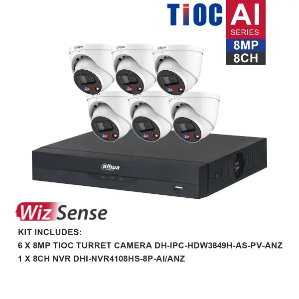 Dahua TIOC 8MP 8-Channel Security Camera System with 4K Ultra HD, Night Vision, Motion Detection - Ideal for Home Security, Business Surveillance & Outdoor Monitoring (Model: DH-K8086TIOC)
