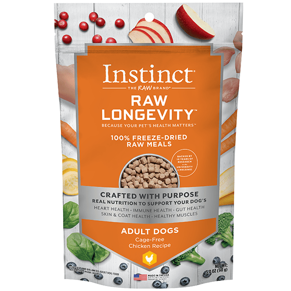 Instinct Raw Longevity Chicken Recipe 100% Freeze Dried Dog Food - Grain Free, High Protein for Senior Dogs - Perfect for Mealtime & Training Treats