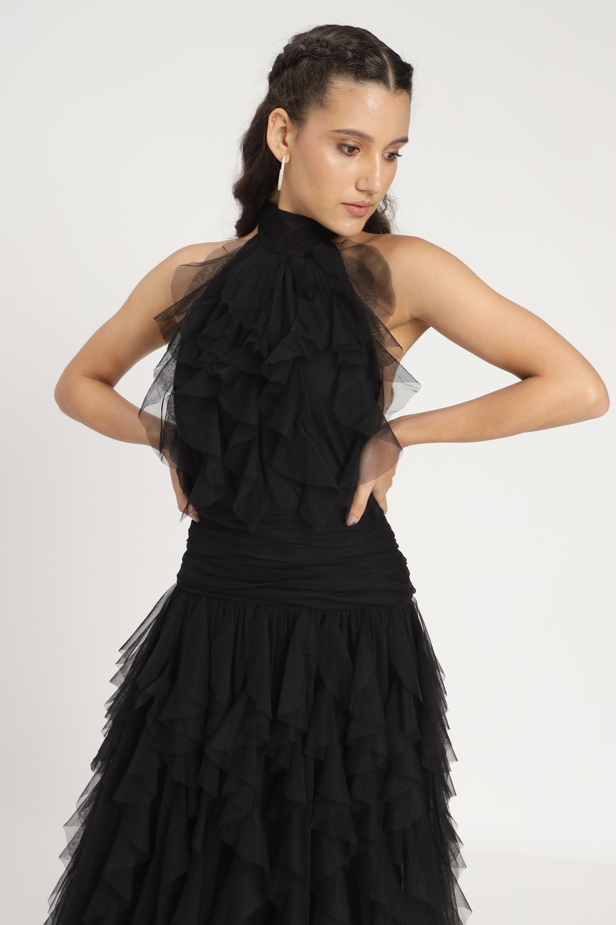 Tabitha Maxi Ruffle Dress in Black - Elegant Long Flowy Dress for Women | Perfect for Weddings, Parties & Special Occasions