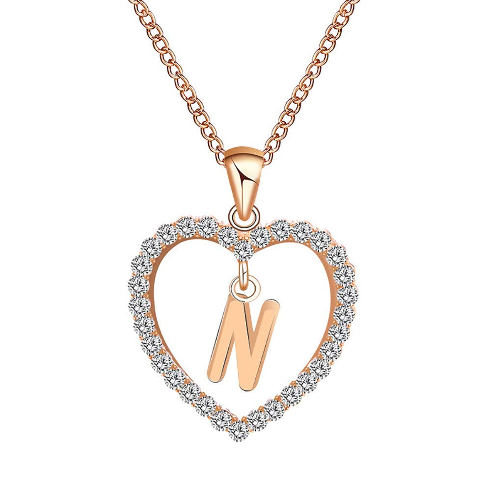 **Zirconia Letter Necklace for Women - Personalized Name Pendant Jewelry, 26 English Alphabet Charms, Elegant Chain Necklace for Anniversary, Birthday, Christmas Gifts (Size N, One Size) - Perfect for Everyday Wear, Date Nights & Special Occasions**