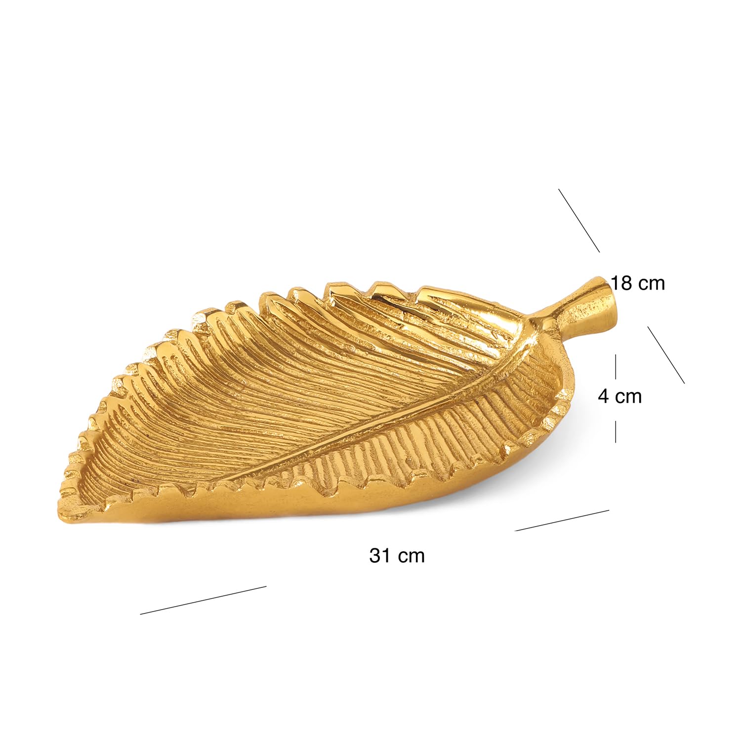 Pure Home & Living Gold Birch Leaf Shaped Serving Platter - Elegant Appetizer Tray for Parties, Weddings, and Holiday Entertaining