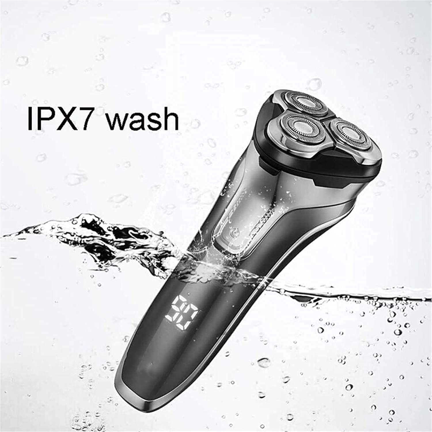 Premium Electric Razor for Men - Rotary Shaver with Wet/Dry Use, Pop-up Trimmer, LED Display & Fast Charging | Waterproof Silver Shaving Kit for Travel, Gym & Daily Grooming