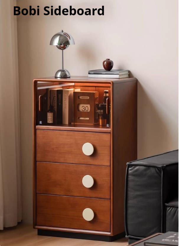 Antique Style Poplar Solid Wood Side Cabinet for Living Room, Bedroom & Entryway - Rustic Floor Storage Organizer with Drawers & Shelves