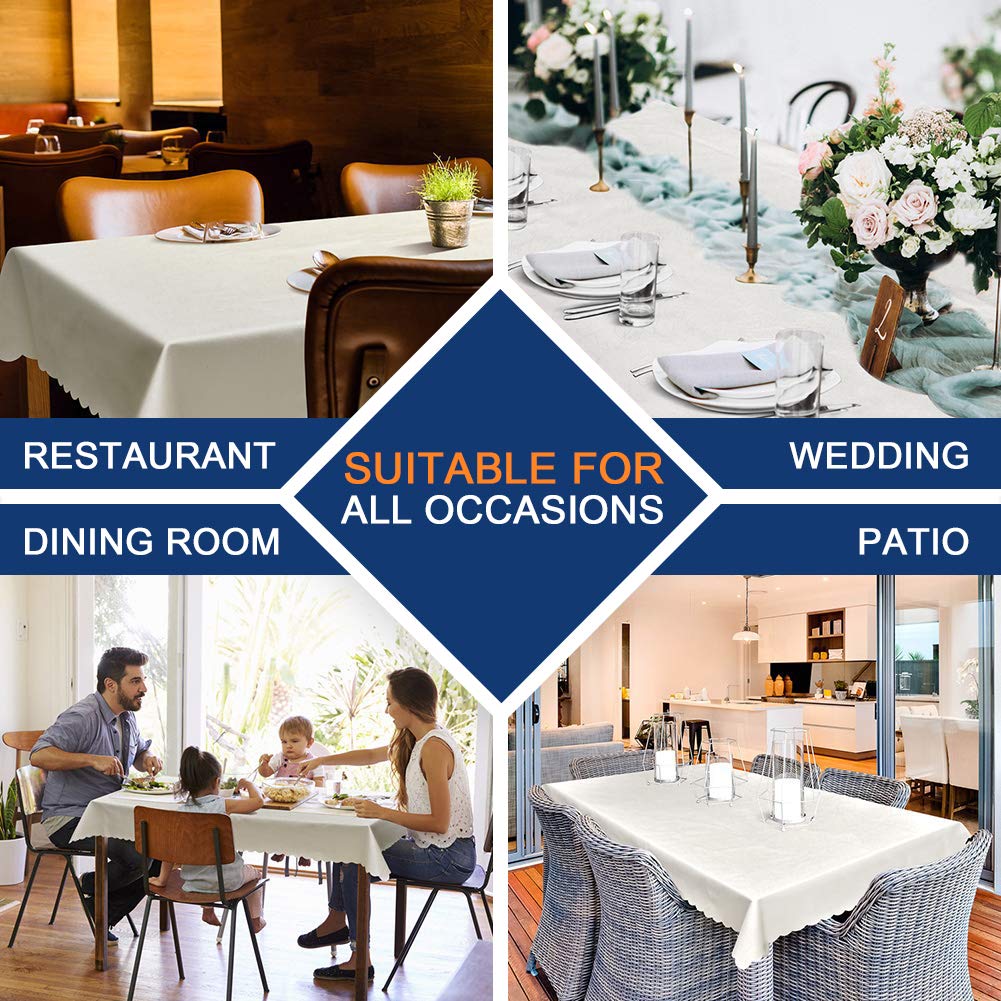 Smiry Heavy Duty Vinyl Tablecloth - Waterproof, Washable, Wipeable Rectangle Table Cover for Kitchen & Dining Room (White, 54
