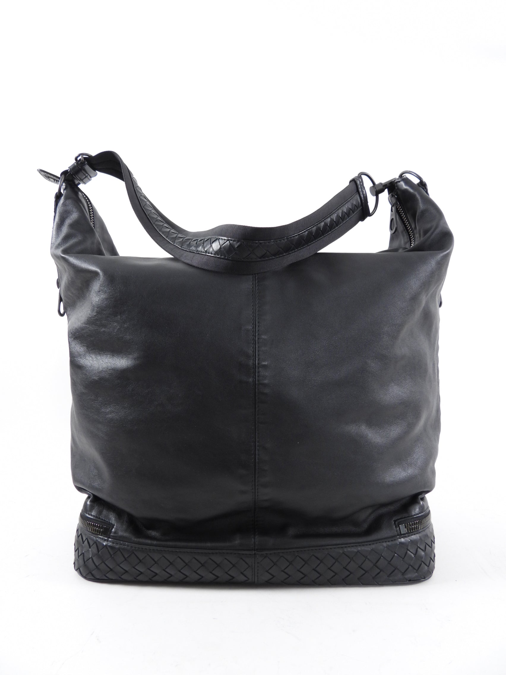 Bottega Veneta Black Leather XL Travel Hobo Bag - Luxury Large Shoulder Bag for Women - Perfect for Business Trips, Weekend Getaways & Daily Commute