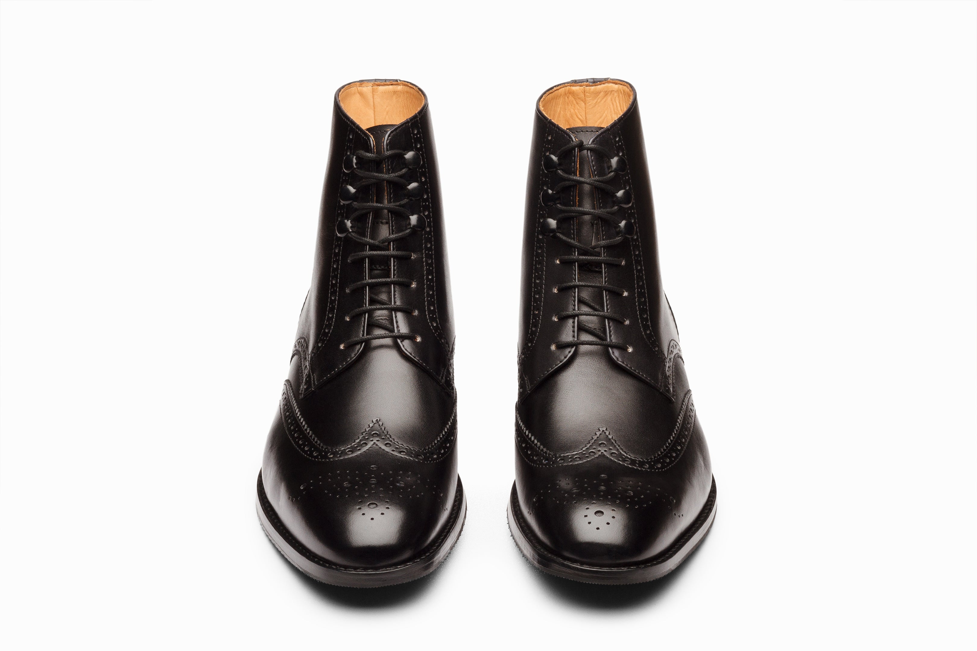 Premium Leather Wingtip Brogue Boots for Men - Classic Black Oxford Style Dress Shoes - Perfect for Business, Formal Events & Office Wear